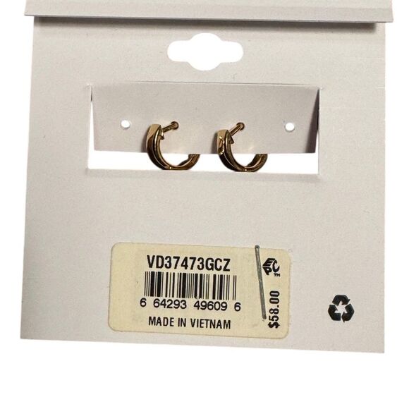 Ava Nadri Gold Plated Brass Huggie Hoop Earrings - Picture 3 of 3